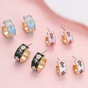 Garden Meadow Flower Enamel Huggie Hoop Earrings