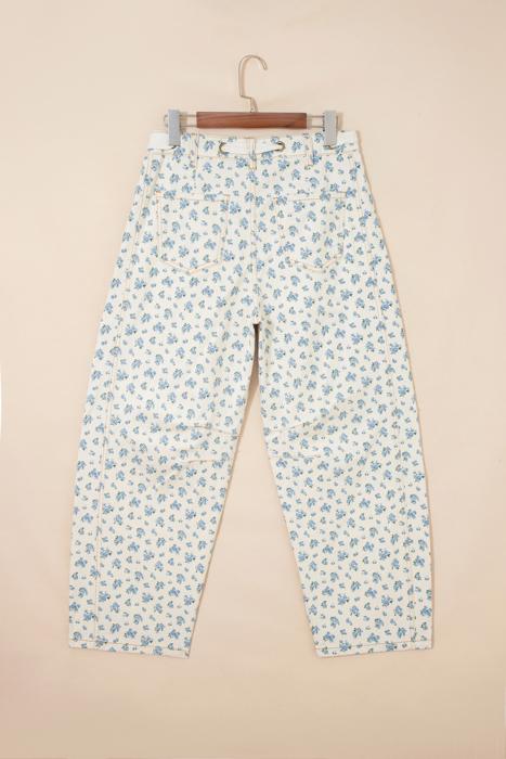 Floral Knot Waist Barrel Jeans | S-XL