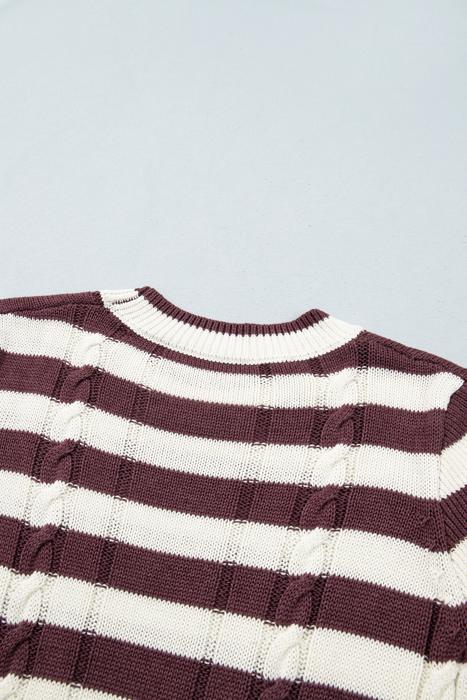Stripe & Stitch Knit Cable Sweater | S-XL