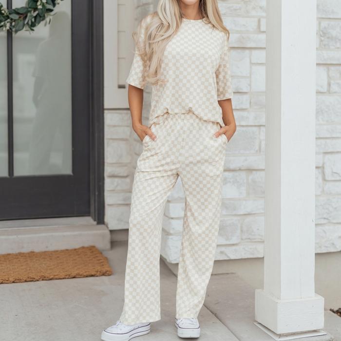 Checkered Spring 2pcs Lounge Pant Set | S-XL