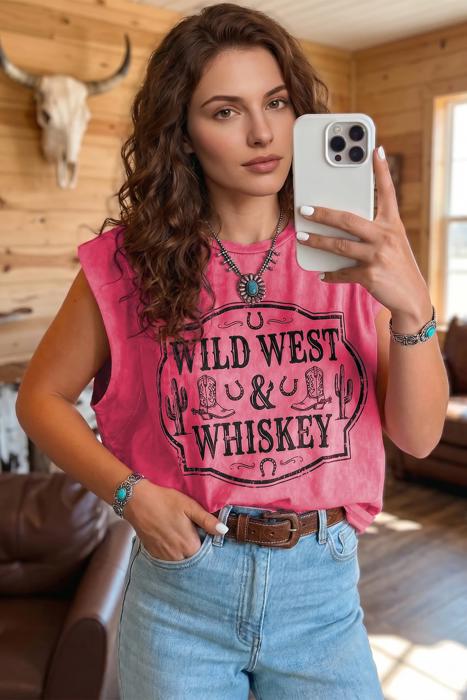 Wild West Whiskey Print Muscle Tank | S-XL
