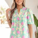  Floral Grace Bubble Sleeve Blouse | S-XL