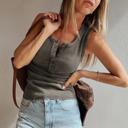 Small Gray Mineral Wash Rib Knit Tank Top | S-XL