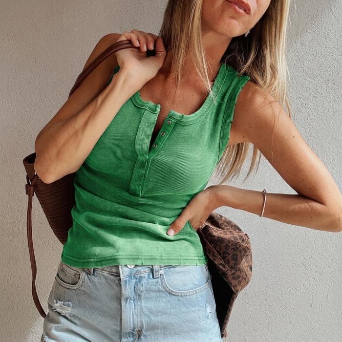 Mineral Wash Rib Knit Tank Top | S-XL