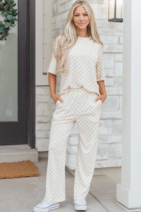 Checkered Spring 2pcs Lounge Pant Set | S-XL
