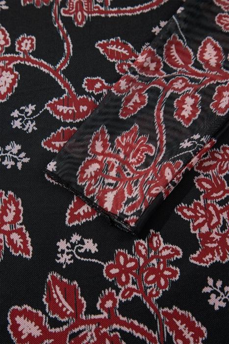 Midnight Bloom Retro Floral Mesh Dress | S-XL