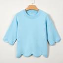  Marlow Scalloped Hem 3/4 Sleeve Sweater | S-XL