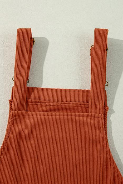 Front Pockets Corduroy Overall Dress