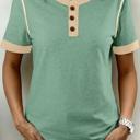  Raw Edge Colorblock Henley Tee | S-XL