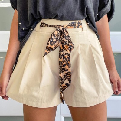 Chic Leopard Contrast Belted Shorts | S-XL