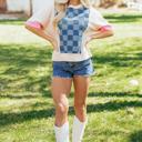  Checkerboard Denim Chic Top | S-XL