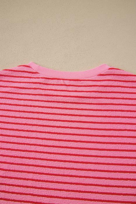 Striped Knit T-Shirt & Elastic Waist Shorts Set | S-XL