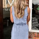  Mineral Wash Sleeveless Elastic Waist Mini Dress | S-XL