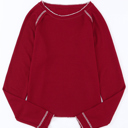  Textured Round Neck Long Sleeve Top | Free Shipping