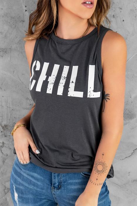 CHILL Letter Print Summer Tank | S-XL