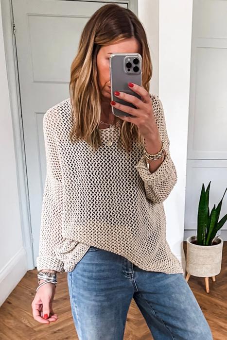 Crochet Open-Knit Sweater Top | S-XL