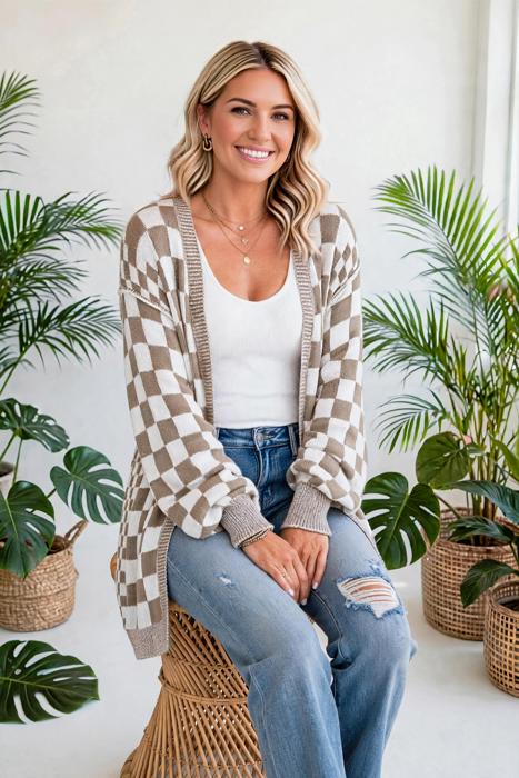 Urban Check Open-Front Cardigan | S-XL
