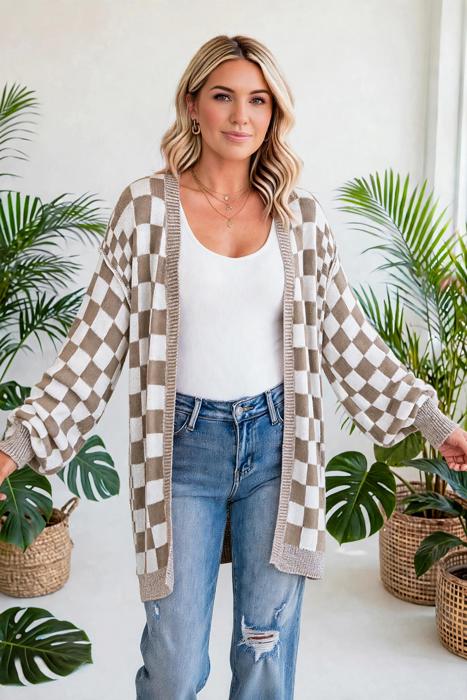 Urban Check Open-Front Cardigan | S-XL