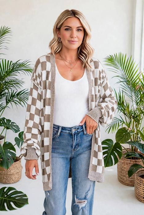 Urban Check Open-Front Cardigan | S-XL