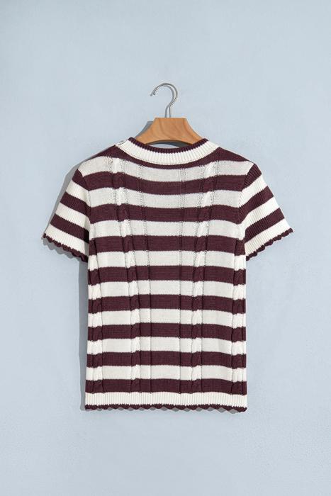 Stripe & Stitch Knit Cable Sweater | S-XL