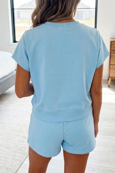 Solid Lounge Tee & Drawstring Shorts Set | S-XL