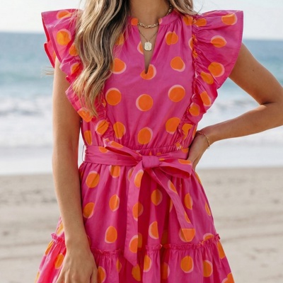 Double Polka Ruffle Mini Dress | S-XL