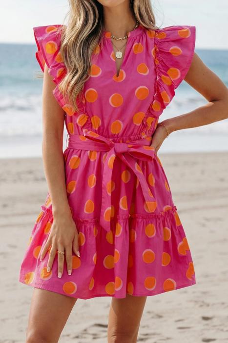Double Polka Ruffle Mini Dress | S-XL