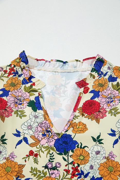 Floral Charm Ruffle Shoulder Blouse | S-XL