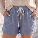  Striped Drawstring Elastic Waist Denim Shorts | S-XL