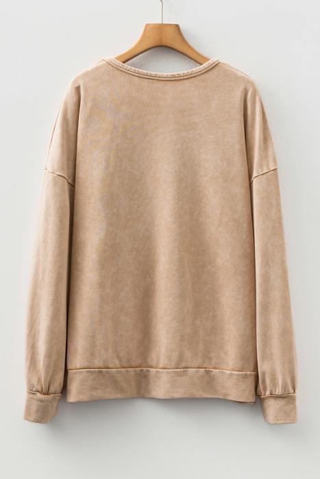 Mineral Wash Bow Patchwork Pullover Sweatshirt | S-XL