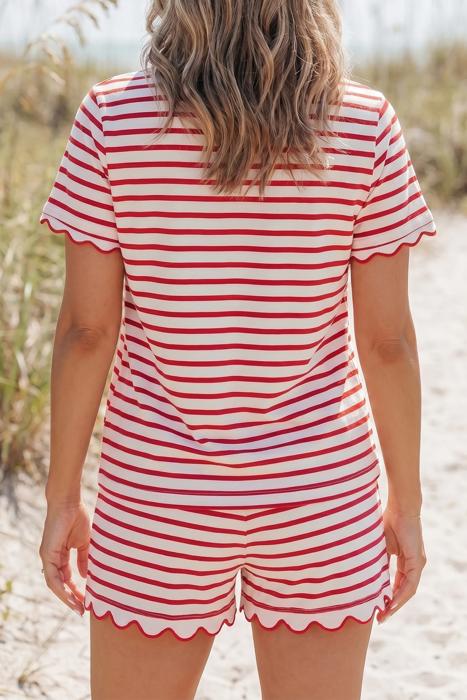 Stripe Scallop Lounge Short Set | S-XL