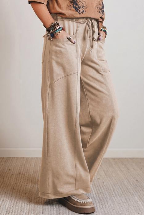 High-Waist Drawstring Wide Leg Pants | S-XL