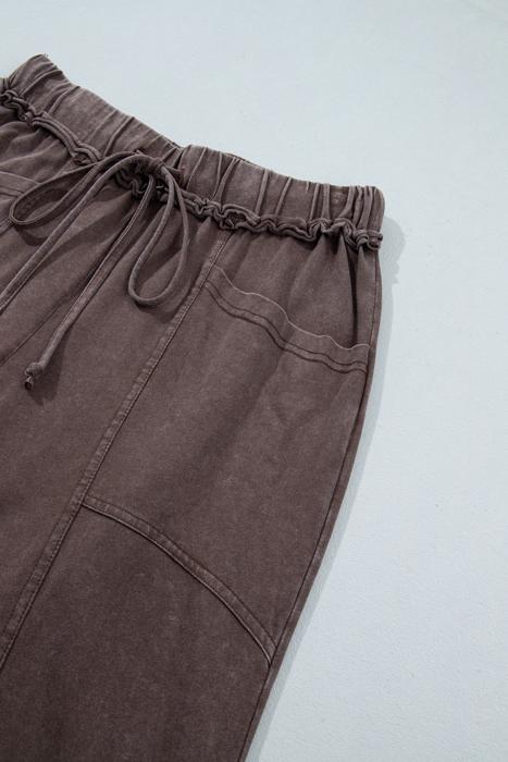 Washed Seam Drawstring Leg Flare Pants | S-XL