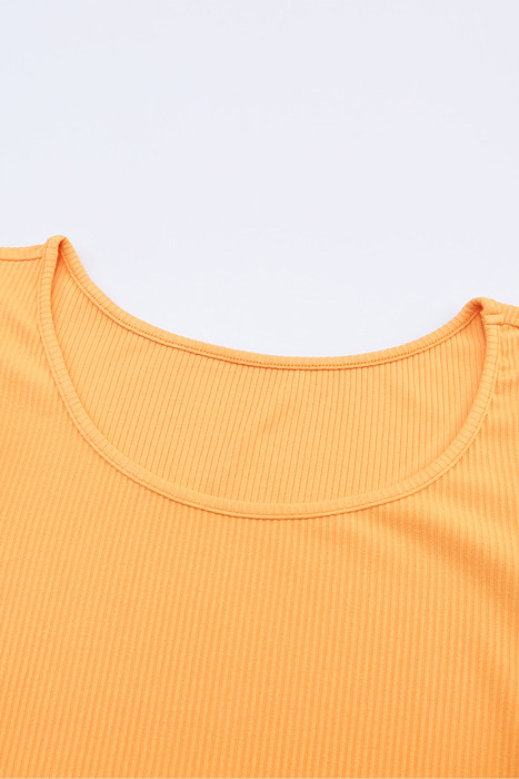 Flower Puff Sleeve Ribbed Knit Top | S-XL