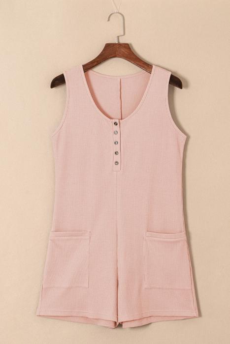 Effortless Style Button-Up Waffle Romper | S-XL