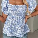  Floral Square-Neck Ruffle Sleeve Blouse | S-XL