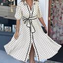  Parisian Polka Belted Midi Dress | S-XL