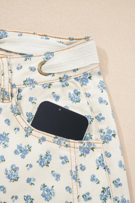 Floral Knot Waist Barrel Jeans | S-XL