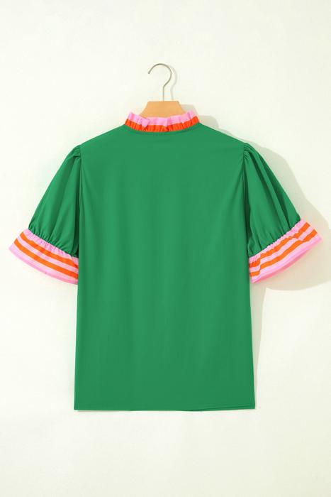 Flame Stripe Ruffle Blouse | S-XL