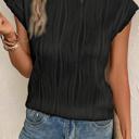  Wavy Texture Cap Sleeve Blouse | S-2XL | Free Shipping
