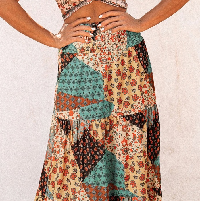Multicolor Boho Long Maxi Skirt | S-XL