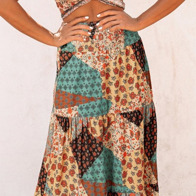 Multicolor Boho Long Maxi Skirt | S-XL