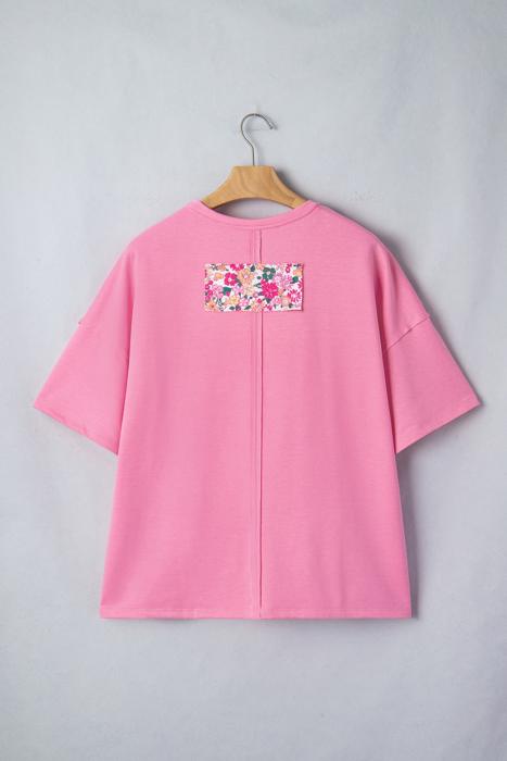 Bloom Patched Raw Seam Oversized Tee | S-XL