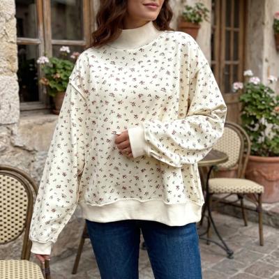Cozy High-Neck Floral Detail Sweatshirt | S-XL