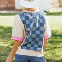  Checkerboard Denim Chic Top | S-XL