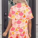  Shell Button Pumpkin Print Two-Piece Lounge Set | S-XL