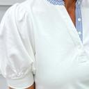  Striped Frill Collar Short Sleeve Blouse | S-XL