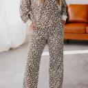  Leopard Print Embroidered Colorblock Pant Set | S-XL