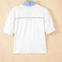  Striped Frill Collar Short Sleeve Blouse | S-XL