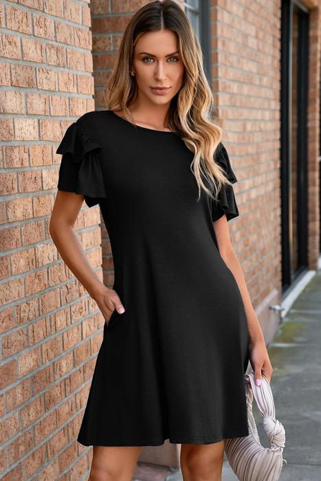 Double Ruffle Sleeve Mini Dress | S-XL